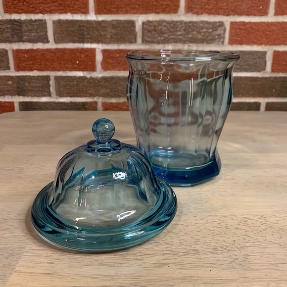 Vtg Indiana Glass THE BLUE JAR Azure 11.75” Apothecary Canister Cookie Ginger - Picture 2 of 5